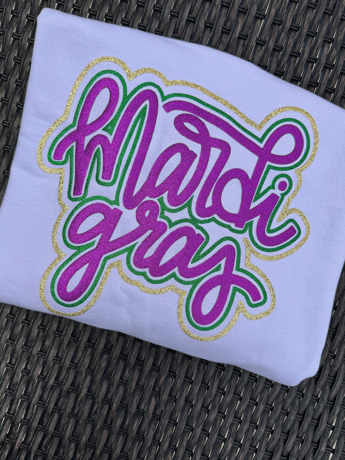 Mardi Gras glitter puff