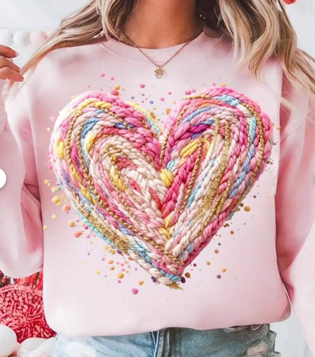 Faux yarn heart