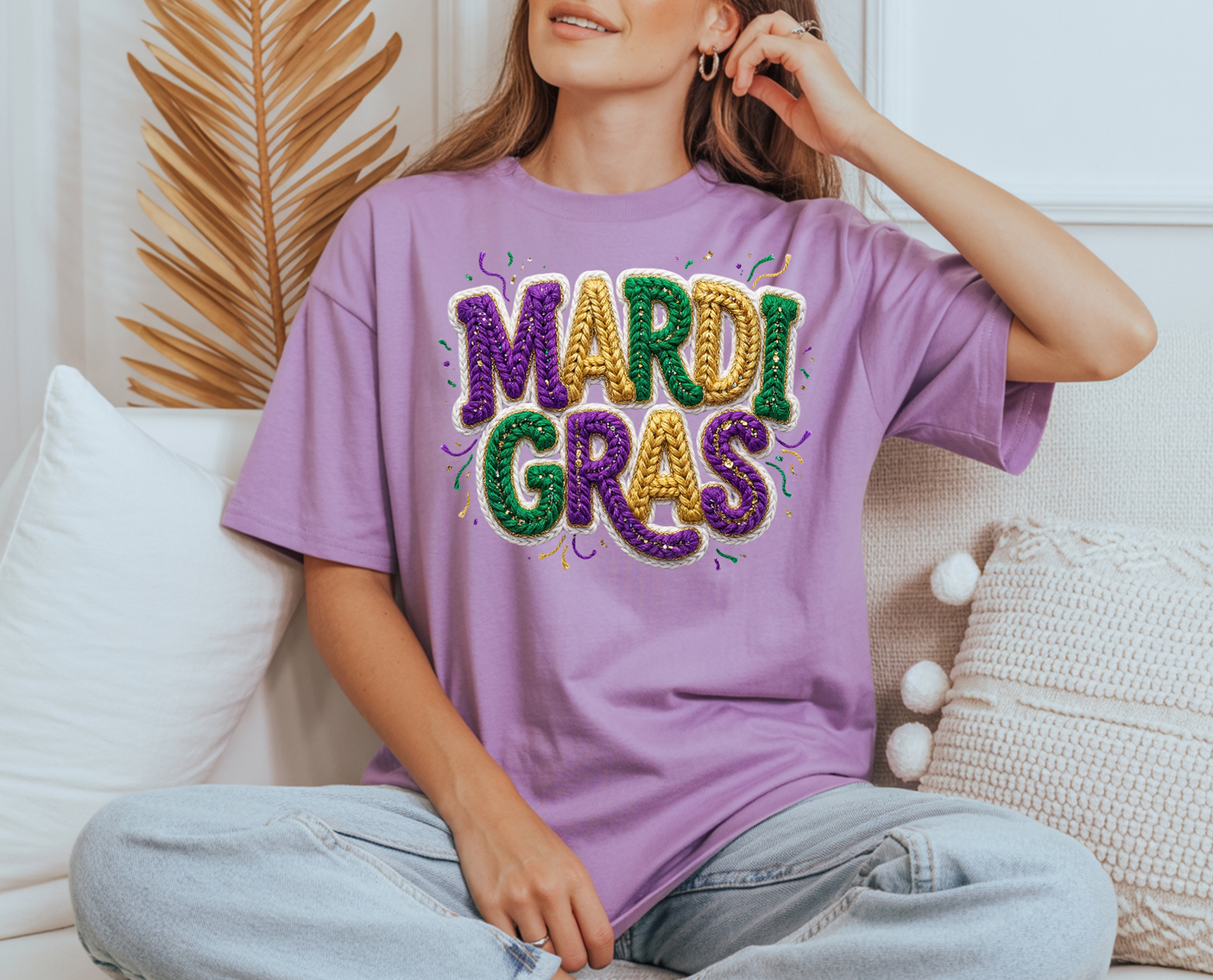 Mardi Gras faux yarn