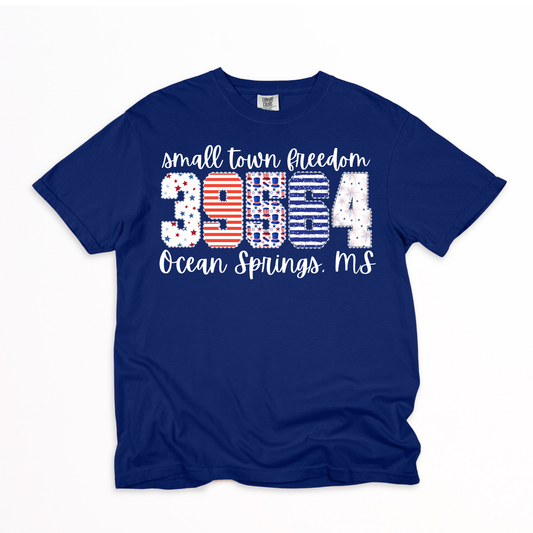 Lace small town freedom blue
