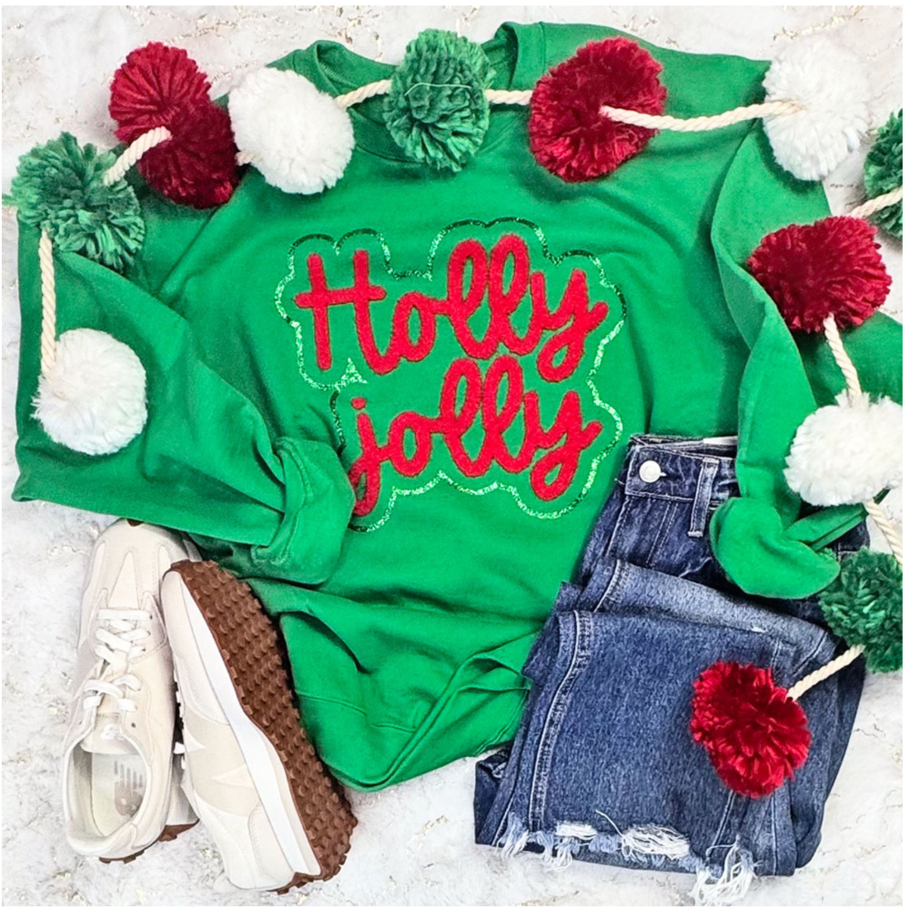 Holly Jolly chenille/glitter sweatshirt