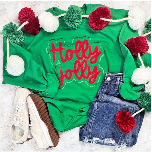 Holly Jolly chenille/glitter sweatshirt